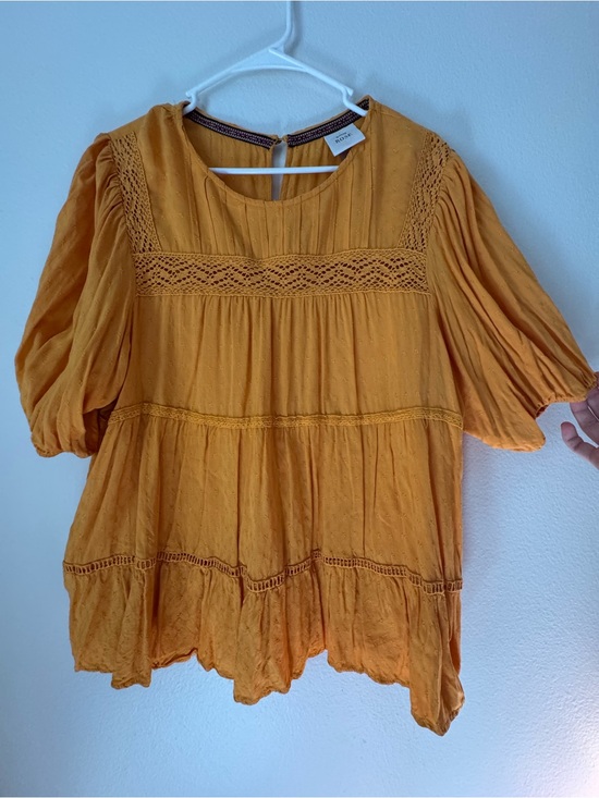 Knox Rose Tops - Knox Rose Tiered Peasant Blouse in Mustard